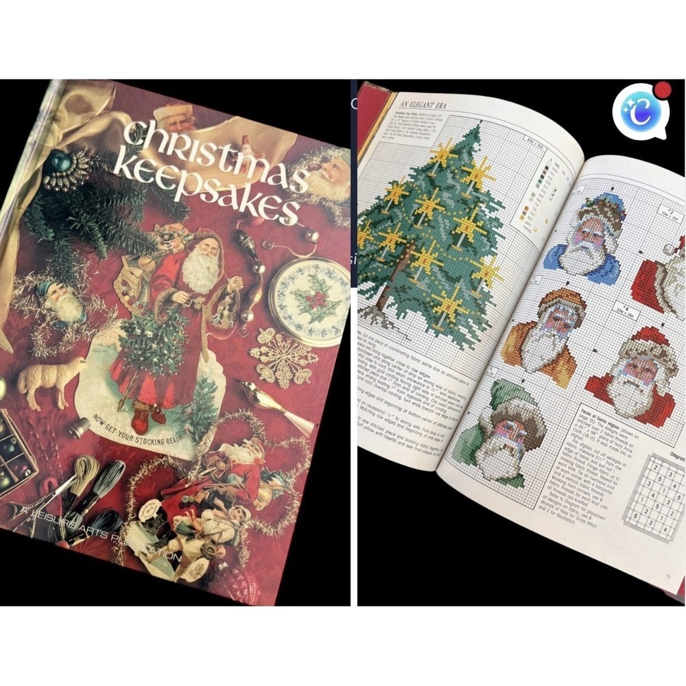 VINTAGE‎ CHRISTMAS KEEPSAKES BOOK 1990 CROSS STITCH & HOLIDAY DECOR LEISURE ARTS